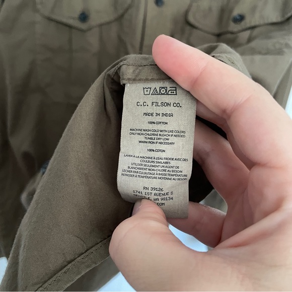 Filson washed feather cloth shirt button down dusty olive - Picture 6 of 9
